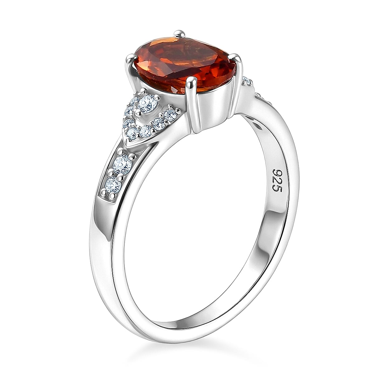 Santa Ana Madeira Citrine and White Zircon 1.00 ctw Ring in Platinum Over Sterling Silver (Size 5.5)