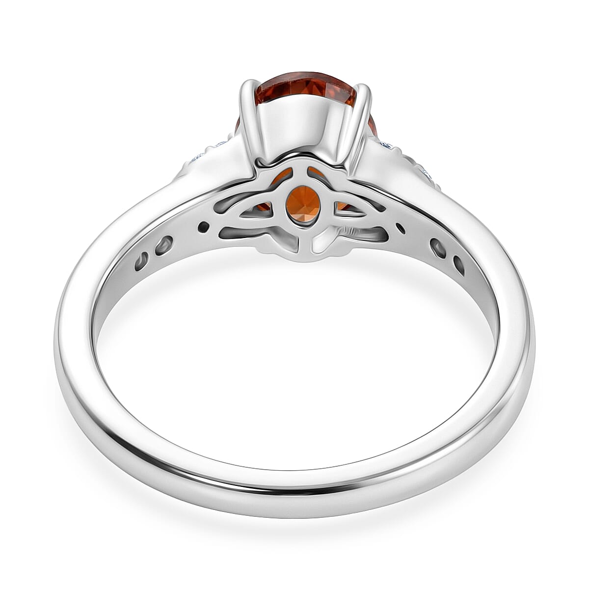 Santa Ana Madeira Citrine and White Zircon 1.00 ctw Ring in Platinum Over Sterling Silver (Size 5.5)
