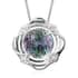 Galatea DavinChi Cut Collection Blue Topaz and Multi Gemstone Pendant Necklace 18 Inches in Rhodium Over Sterling Silver 3.80 ctw image number 0