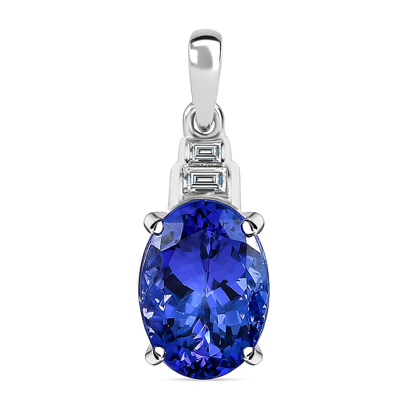 Rhapsody AAAA Tanzanite and Diamond 5.15 ctw Pendant in 950 Platinum