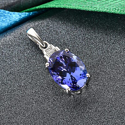 Rhapsody AAAA Tanzanite and Diamond 5.15 ctw Pendant in 950 Platinum