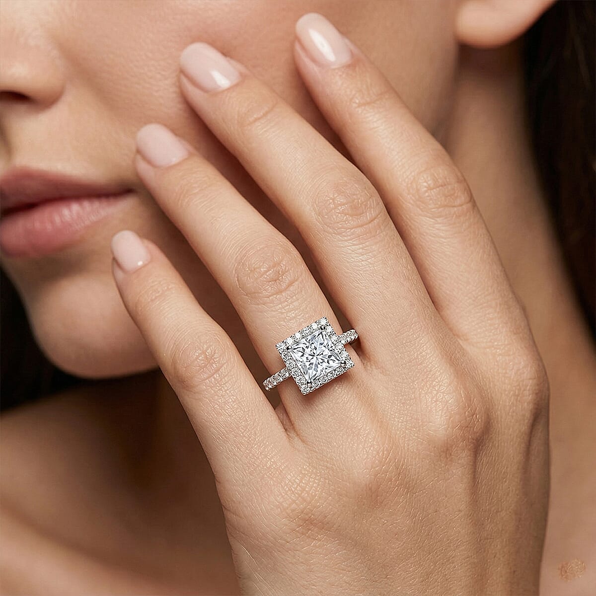 Lustro Stella Finest CZ 9.70 ctw Ring in Platinum Over Sterling Silver (Size 9.0)