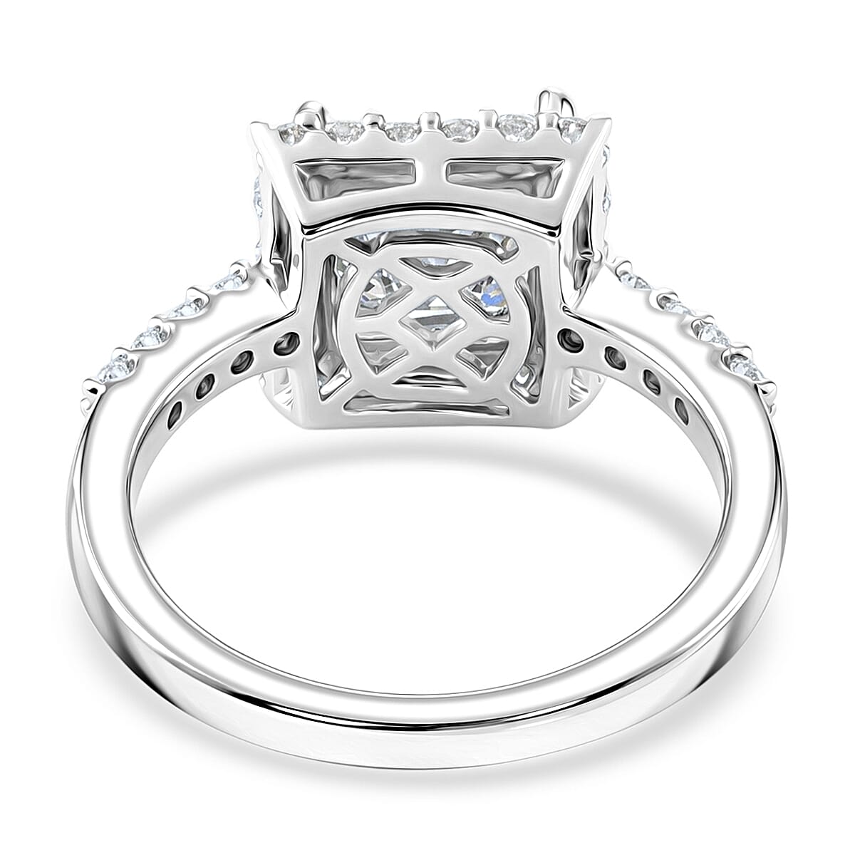 Lustro Stella Finest CZ 9.70 ctw Ring in Platinum Over Sterling Silver (Size 9.0)