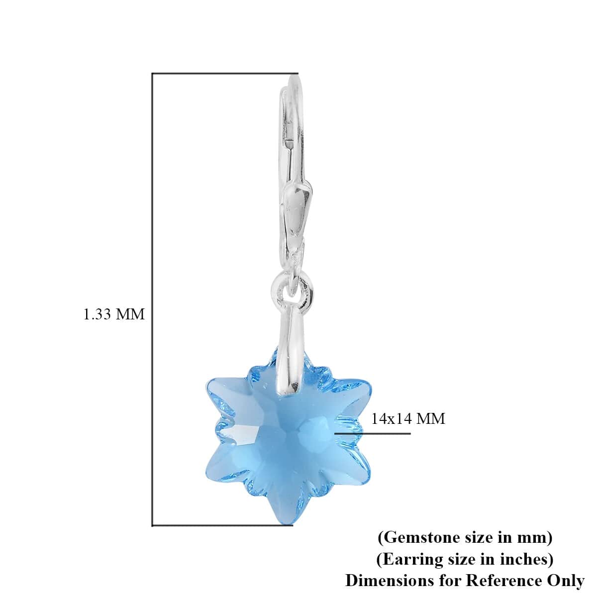 Aquamarine Crystal Lever Back Leaf Earrings in Sterling Silver image number 3