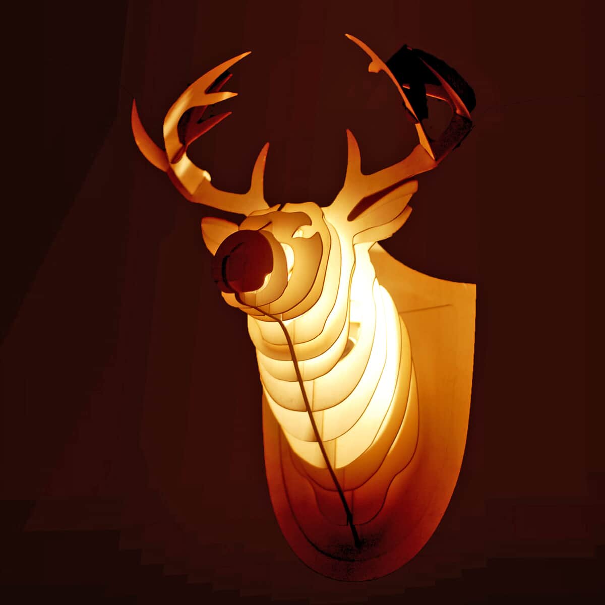 Laser-cut Deer Design Plywood Lamp with UL Certified (Bulb Not Included) image number 4