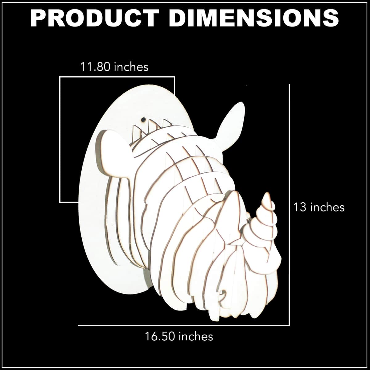 Laser-cut Rhinoceros Design Inspired Plywood Lamp with UL Certified (Bulb Not Included) image number 3