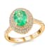 Iliana 18K Yellow Gold AAA Kagem Zambian Emerald and G-H SI Diamond Ring (Size 9.0) 4.39 Grams 1.50 ctw image number 0