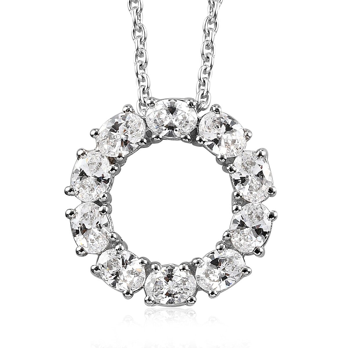 Zirconia Made from SWAROVSKI Platinum Over Sterling Silver Circle Pendant Necklace 20 Inches 2.50 ctw
