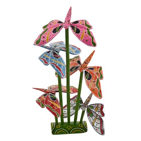 Set of 5 Amazing Self- Balancing Bamboo Butterfly with Dark Green Stand -Multi Color image number 0
