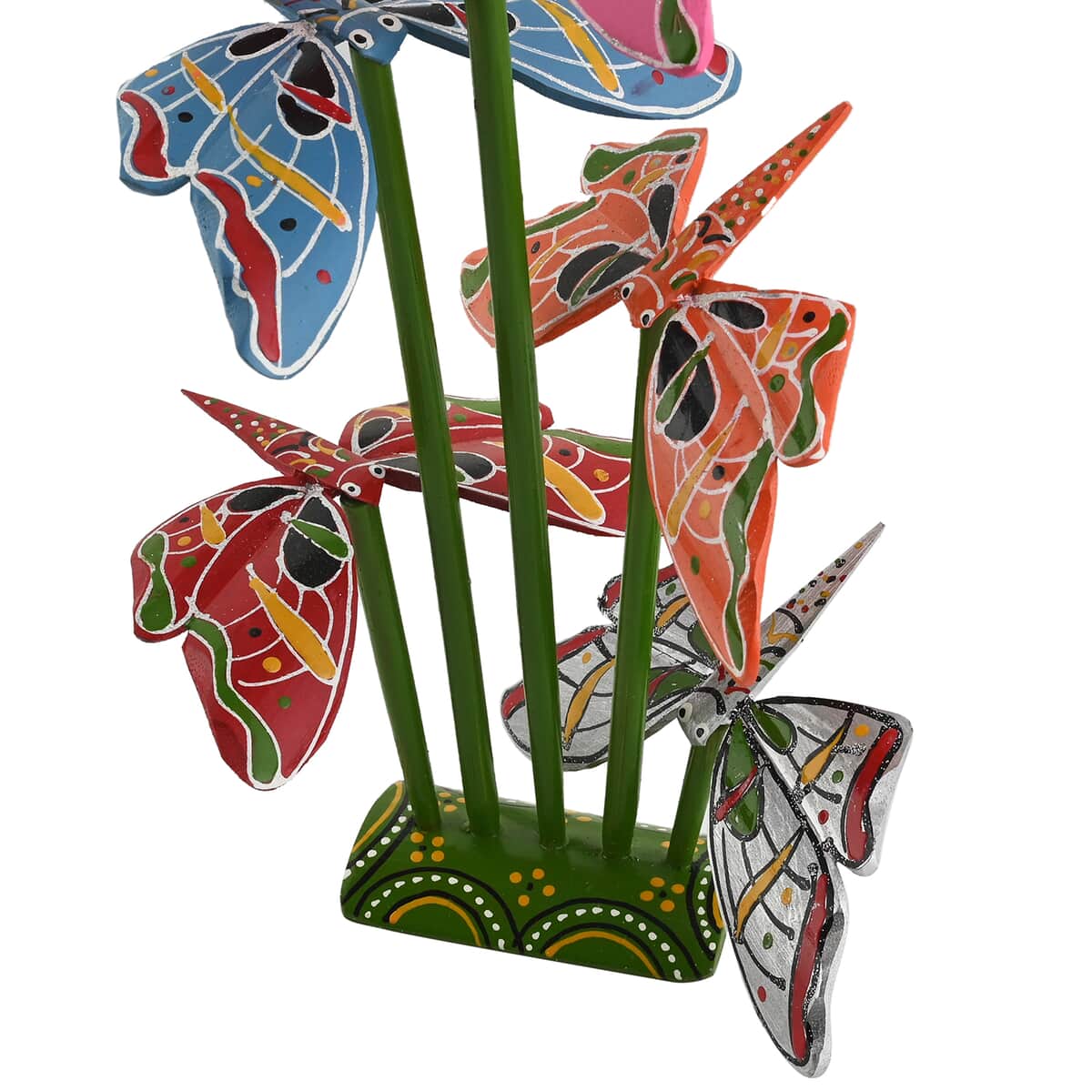 Set of 5 Amazing Self- Balancing Bamboo Butterfly with Dark Green Stand -Multi Color image number 5
