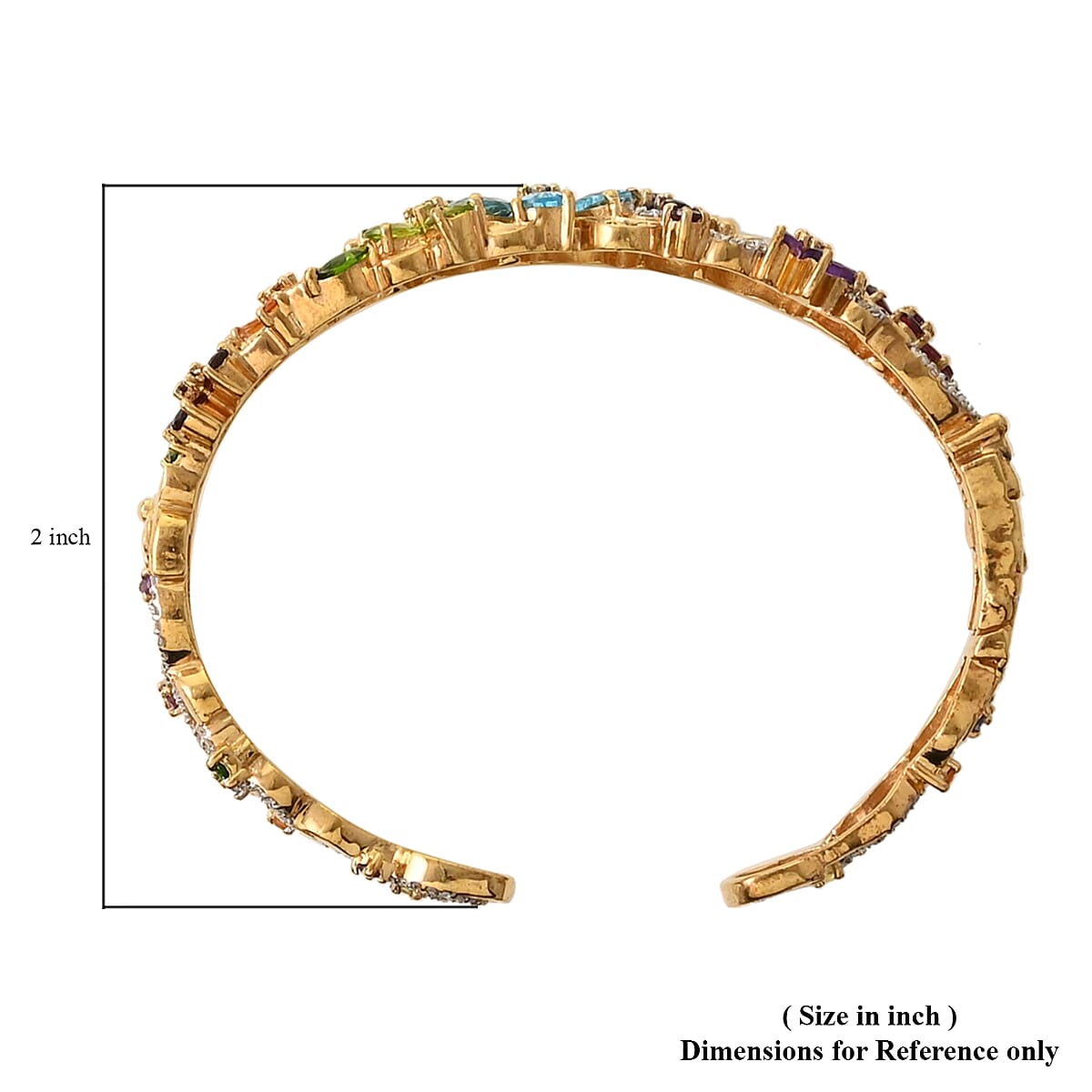 Sky Blue Topaz and Multi Gemstone Cuff Bracelet in 14K Yellow Gold Over Sterling Silver (7.50 In) 25.37 Grams 15.34 ctw image number 3