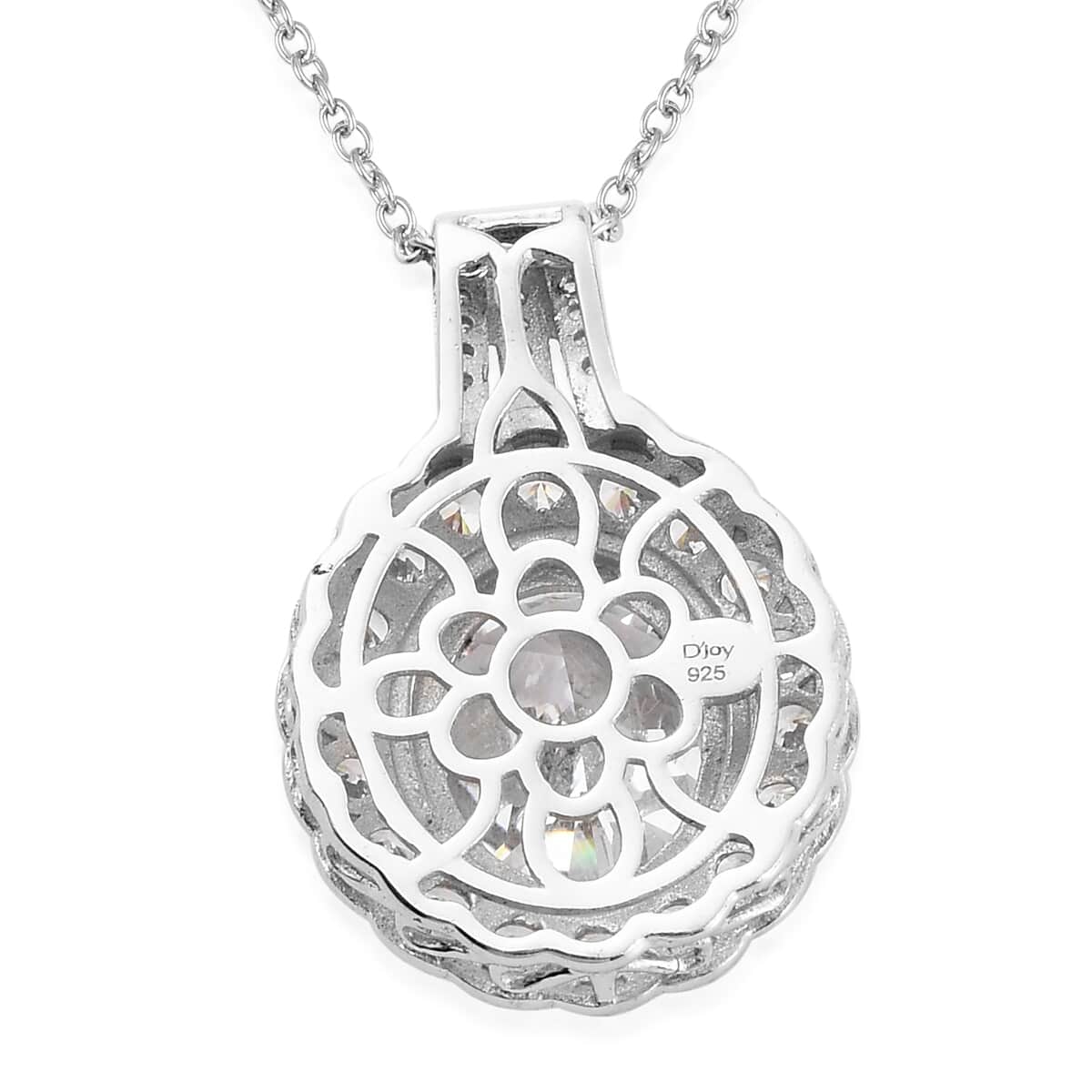 Lustro Stella Made with Finest CZ Halo Pendant Necklace 20 Inches in Platinum Over Sterling Silver 10.90 ctw image number 4