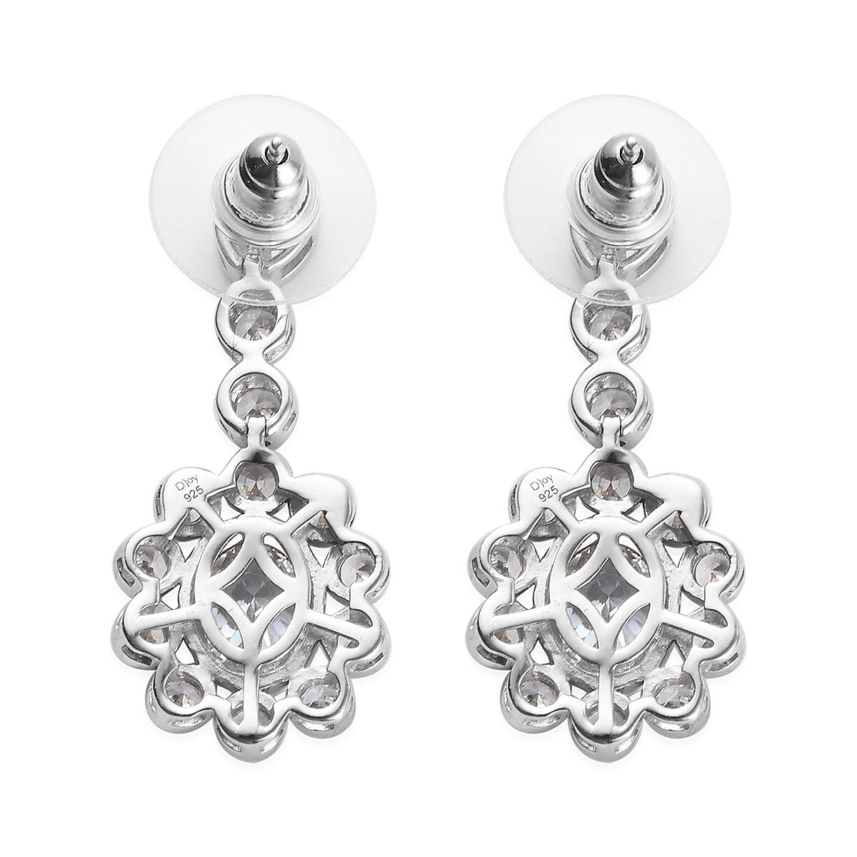 Lustro Stella Made with Finest CZ Dangling Earrings in Platinum Over Sterling Silver 8.00 ctw