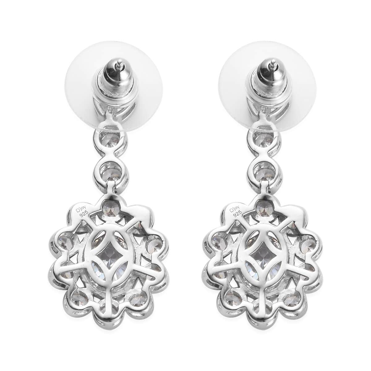 Lustro Stella Made with Finest CZ Dangling Earrings in Platinum Over Sterling Silver 8.00 ctw image number 3