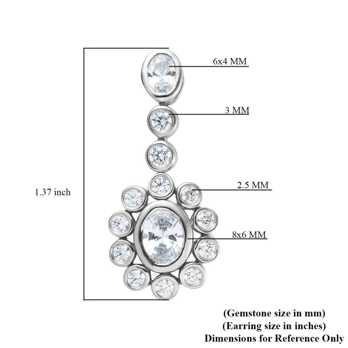 Lustro Stella Made with Finest CZ Dangling Earrings in Platinum Over Sterling Silver 8.00 ctw image number 4