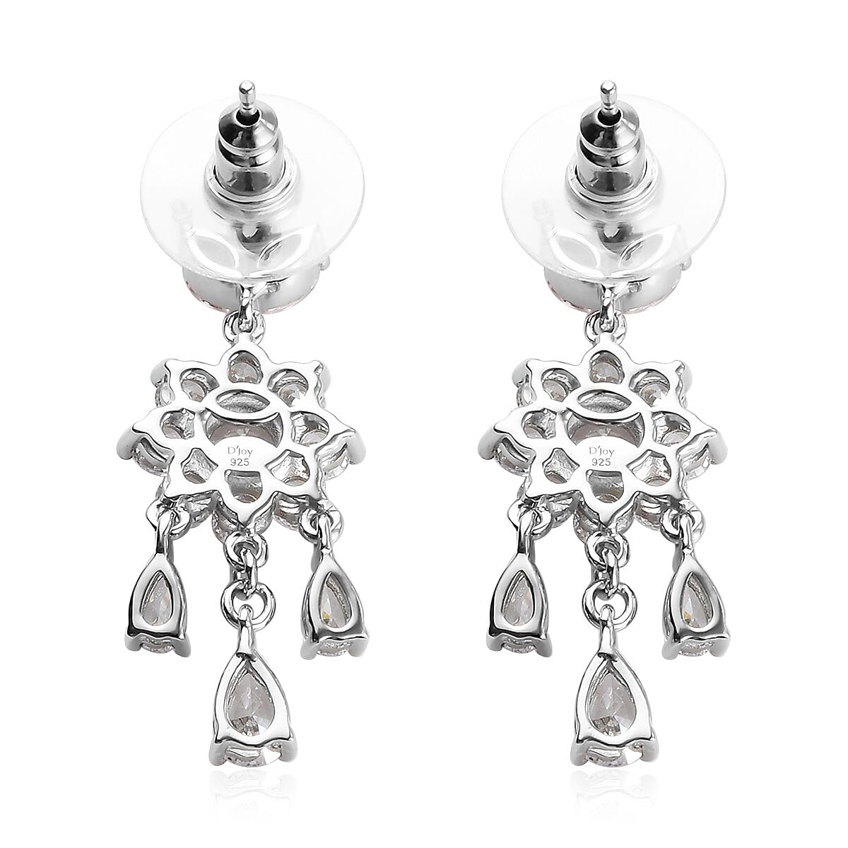 Lustro Stella Made with Finest CZ Chandelier Earrings in Platinum Over Sterling Silver 9.15 ctw