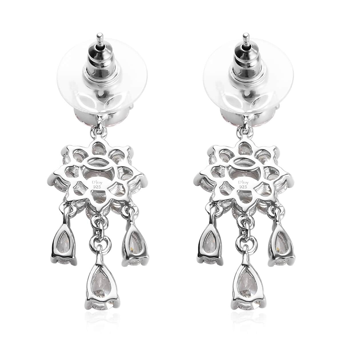 Lustro Stella Made with Finest CZ Chandelier Earrings in Platinum Over Sterling Silver 9.15 ctw image number 3