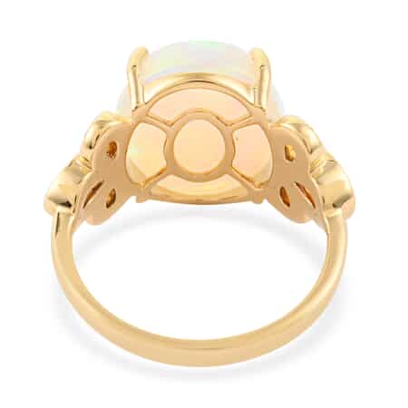 ILIANA 18K Yellow Gold AAA Ethiopian Welo Opal and G-H SI Diamond Ring (Size 7.0) 5.10 Grams 5.50 ctw image number 4