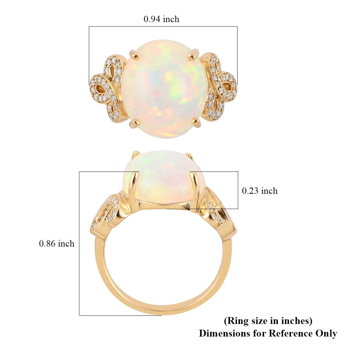 ILIANA 18K Yellow Gold AAA Ethiopian Welo Opal and G-H SI Diamond Ring (Size 7.0) 5.10 Grams 5.50 ctw image number 5