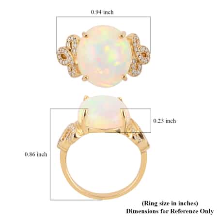 ILIANA 18K Yellow Gold AAA Ethiopian Welo Opal and G-H SI Diamond Ring (Size 7.0) 5.10 Grams 5.50 ctw image number 5