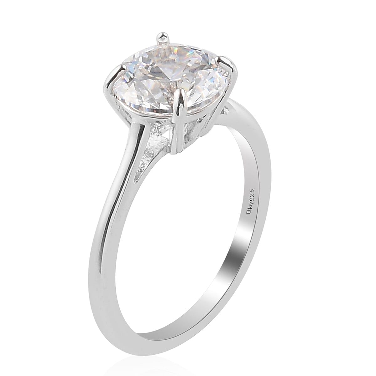 Lustro Stella Made with Finest CZ Solitaire Ring (Size 10) and Pendant in Platinum Over Sterling Silver 6.85 ctw