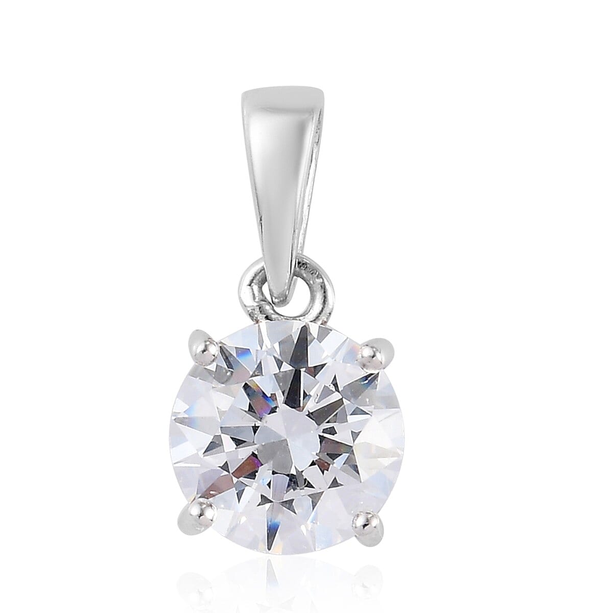 Lustro Stella Made with Finest CZ Solitaire Ring (Size 10) and Pendant in Platinum Over Sterling Silver 6.85 ctw
