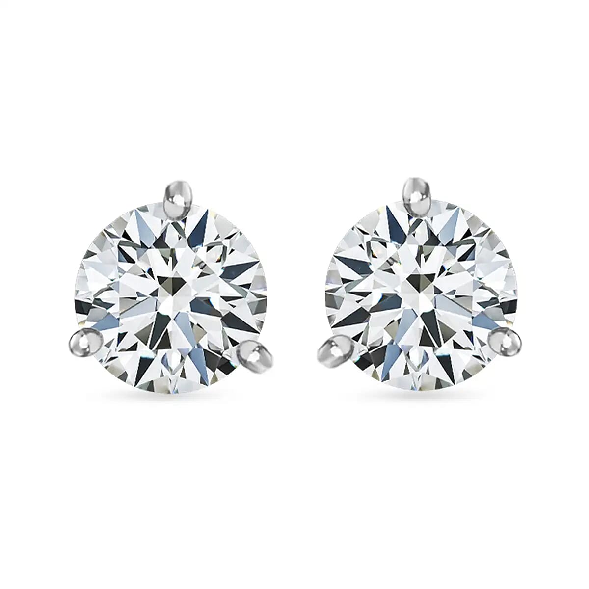 2.70 ctw Moissanite Solitaire Stud Earrings and Pendant Necklace 20 Inch in Platinum Over Sterling Silver image number 5