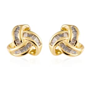 Diamond Earrings in Vermeil Yellow Gold Over Sterling Silver, Knot Stud, Celtic Knot Earrings, Silver Diamond Studs 0.25 ctw