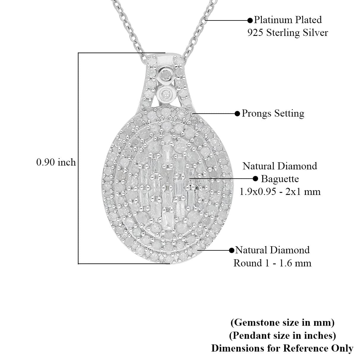 Natural Diamond Cocktail Pendant Necklace 18 Inches in Rhodium and Platinum Over Sterling Silver 1.00 ctw image number 4