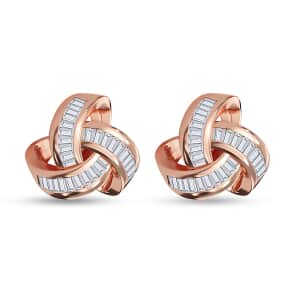 Diamond Celtic Knot Stud Earrings in Vermeil Rose Gold Plated Sterling Silver 0.25 ctw