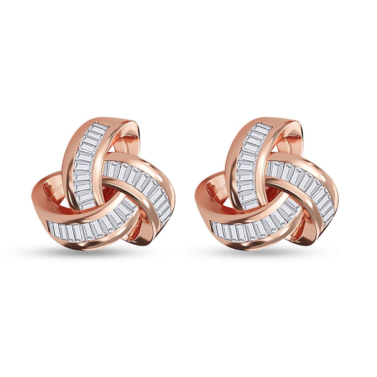 Diamond Celtic Knot Stud Earrings in Vermeil Rose Gold Plated Sterling Silver 0.25 ctw image number 0