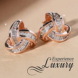 D'Joy Diamond 0.25 ctw Celtic Knot Stud Earrings in Vermeil Rose Gold Plated Sterling Silver