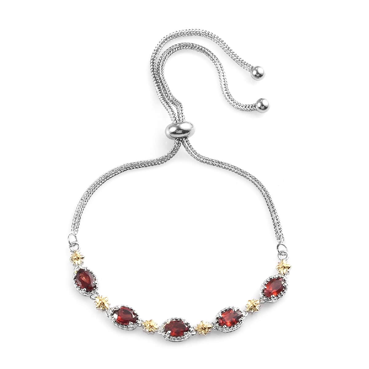 Karis 2.75 ctw Mozambique Garnet Bolo Bracelet in ION Plated 18K YG & Platinum Bond and Stainless Steel image number 0