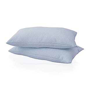 Homesmart Set of 2 Blue & White Jacquard Cooling Waterproof Pillow Protector (Queen)