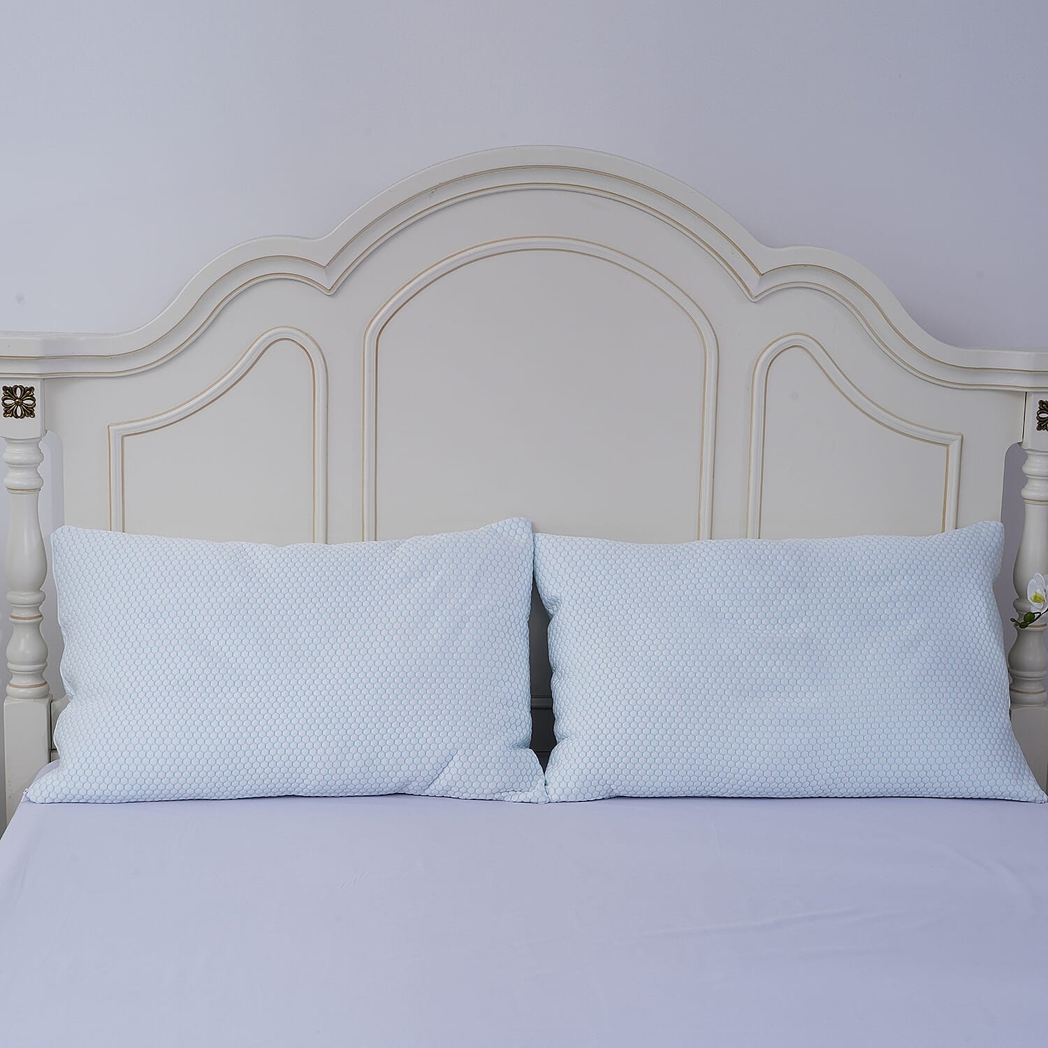 Homesmart Set of 2 Blue & White Jacquard Cooling Waterproof Pillow Protector (Queen)
