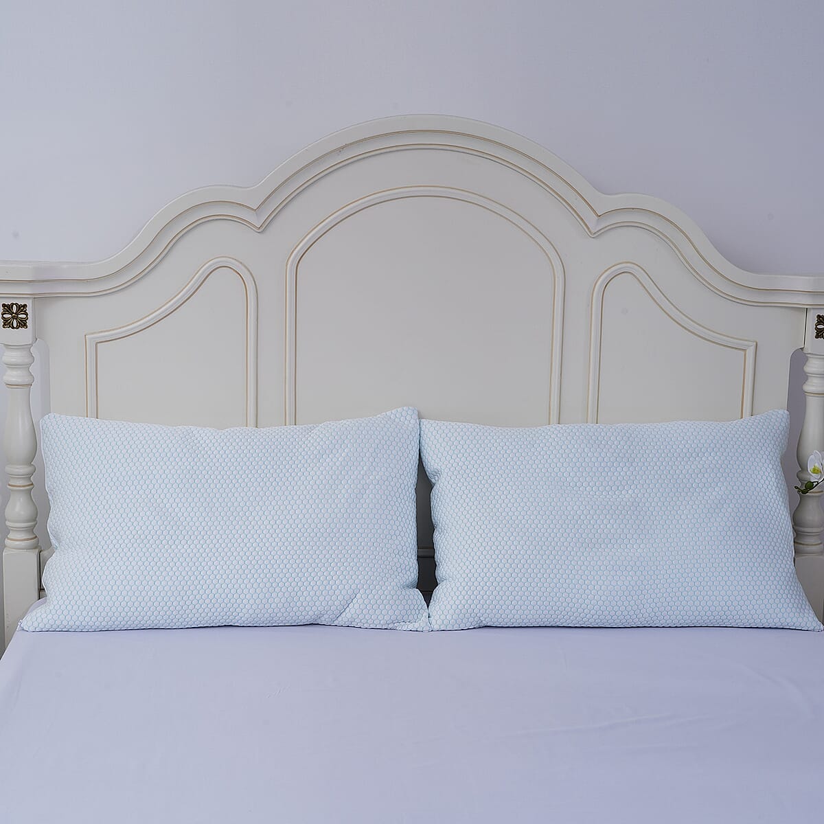 Homesmart Set of 2 Blue & White Jacquard Cooling Waterproof Pillow Protector (Queen) image number 1