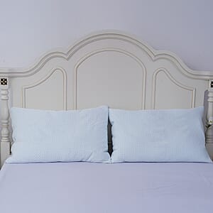 Homesmart Set of 2 Blue & White Jacquard Cooling Waterproof Pillow Protector (Queen)