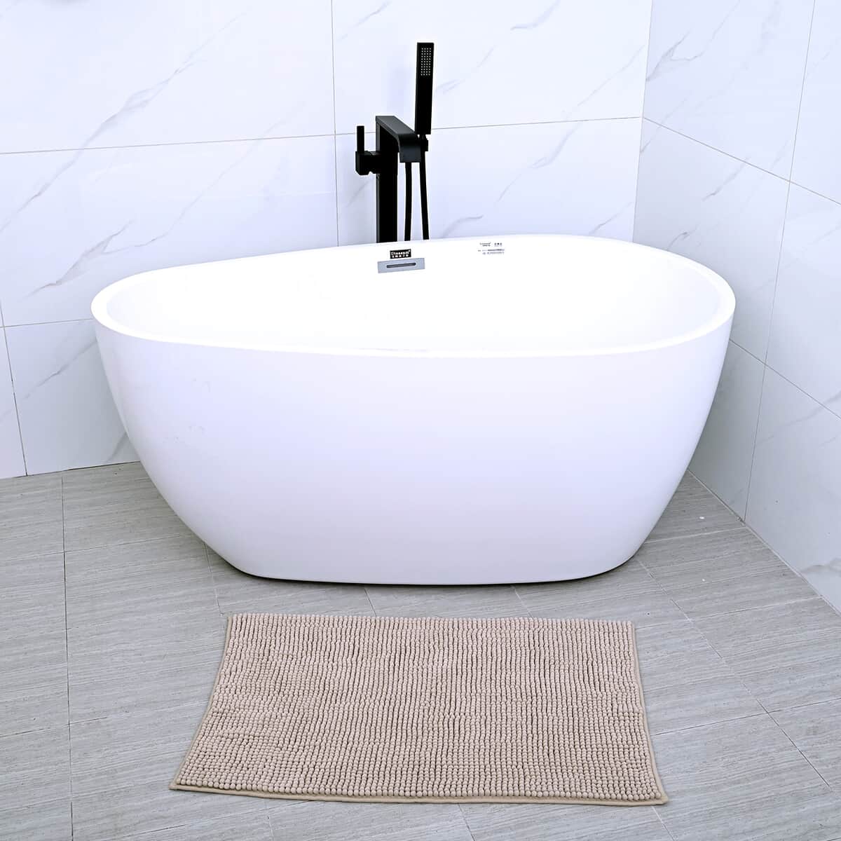 HOMESMART Grey Chenille Bathmat (100% Microfiber) image number 1