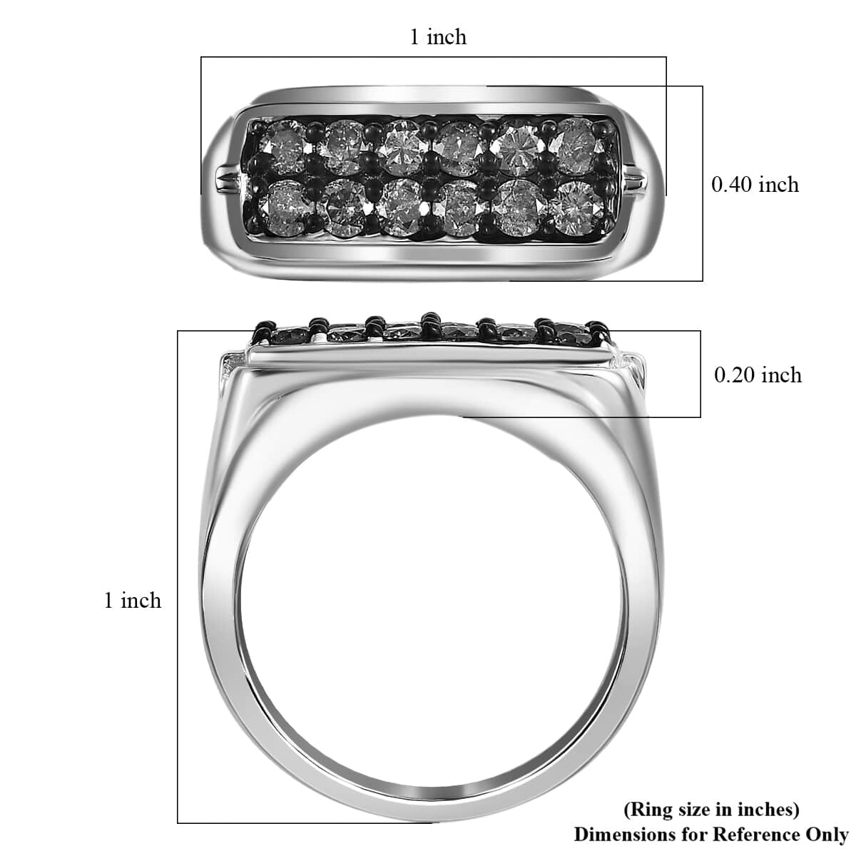 Natural Champagne Diamond Men's Ring in Rhodium & Platinum Over Sterling Silver (Size 12.0) 1.00 ctw image number 5