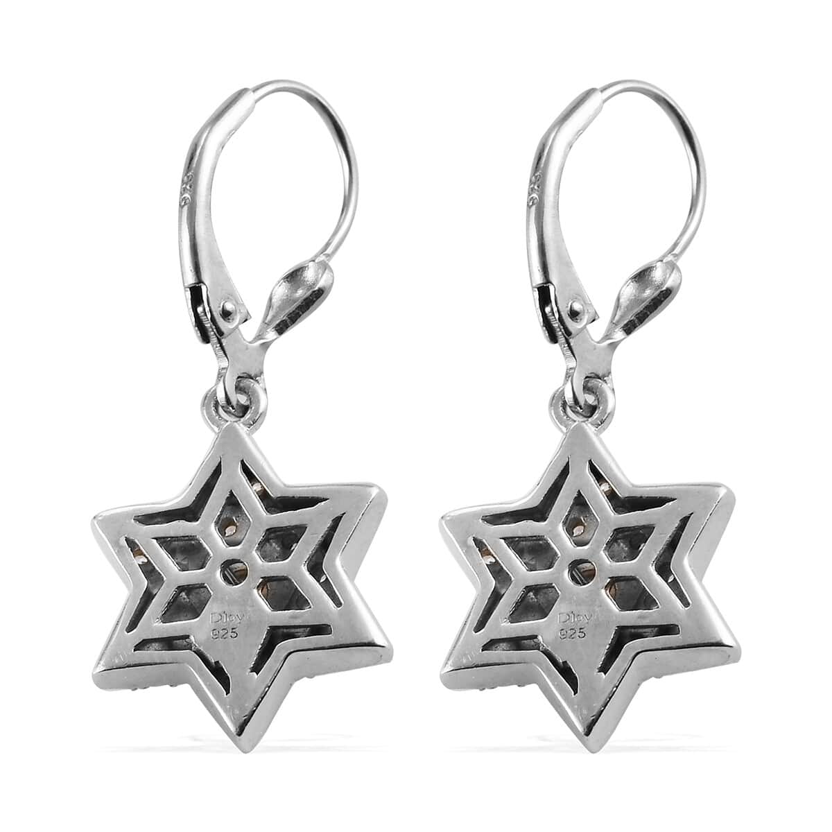 Lustro Stella Made with Finest CZ Star of David Earrings in Platinum Over Sterling Silver 1.90 ctw image number 3