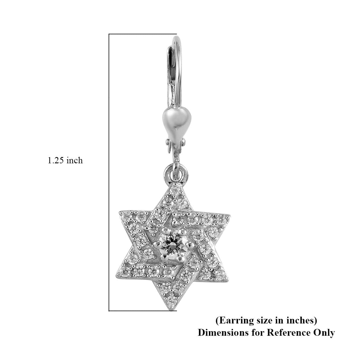 Lustro Stella Made with Finest CZ Star of David Earrings in Platinum Over Sterling Silver 1.90 ctw image number 4