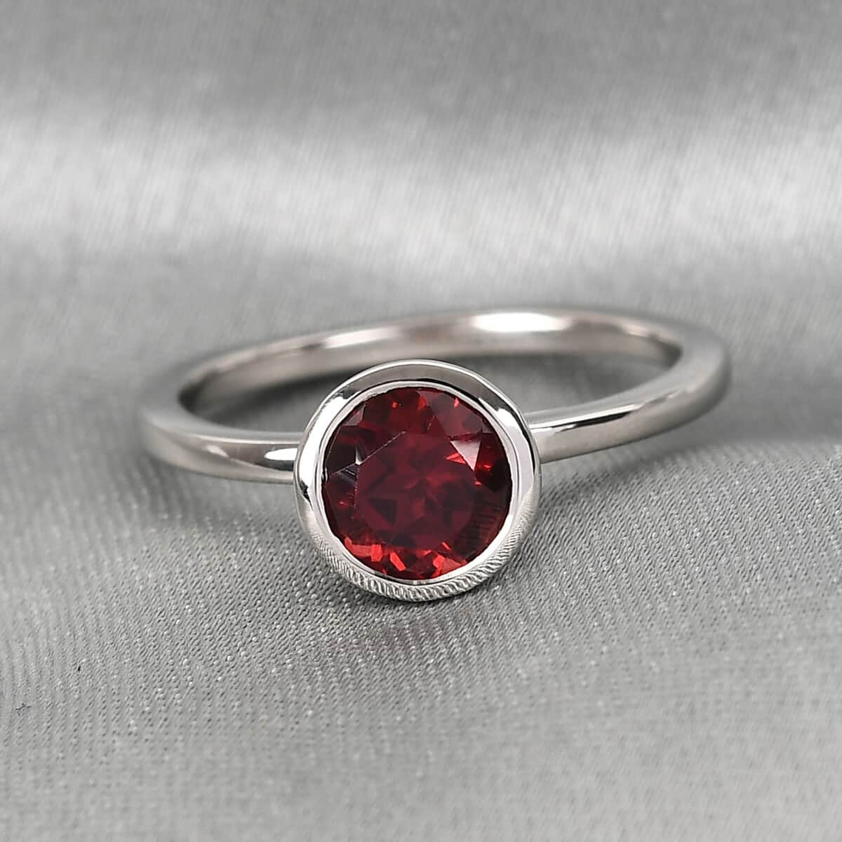 Mozambique Garnet Solitaire Ring in Platinum Over Sterling Silver 1.00 ctw image number 1