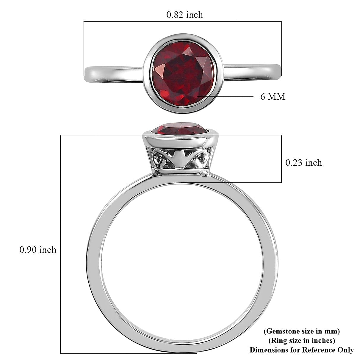 Mozambique Garnet Solitaire Ring in Platinum Over Sterling Silver (Size 8.0) 1.00 ctw