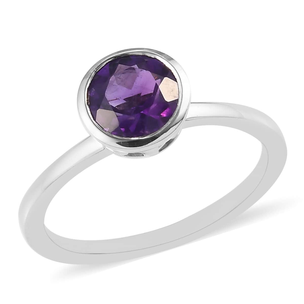 Amethyst Solitaire Ring in Platinum Over Sterling Silver (Size 10.0) 0.75 ctw image number 0
