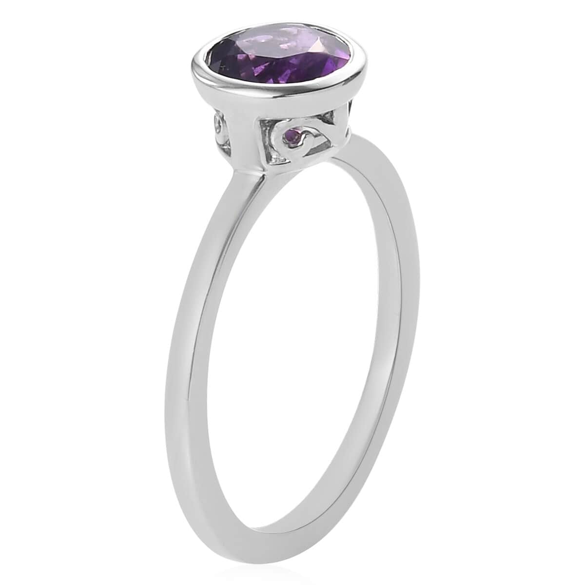 Amethyst Solitaire Ring in Platinum Over Sterling Silver (Size 10.0) 0.75 ctw image number 3
