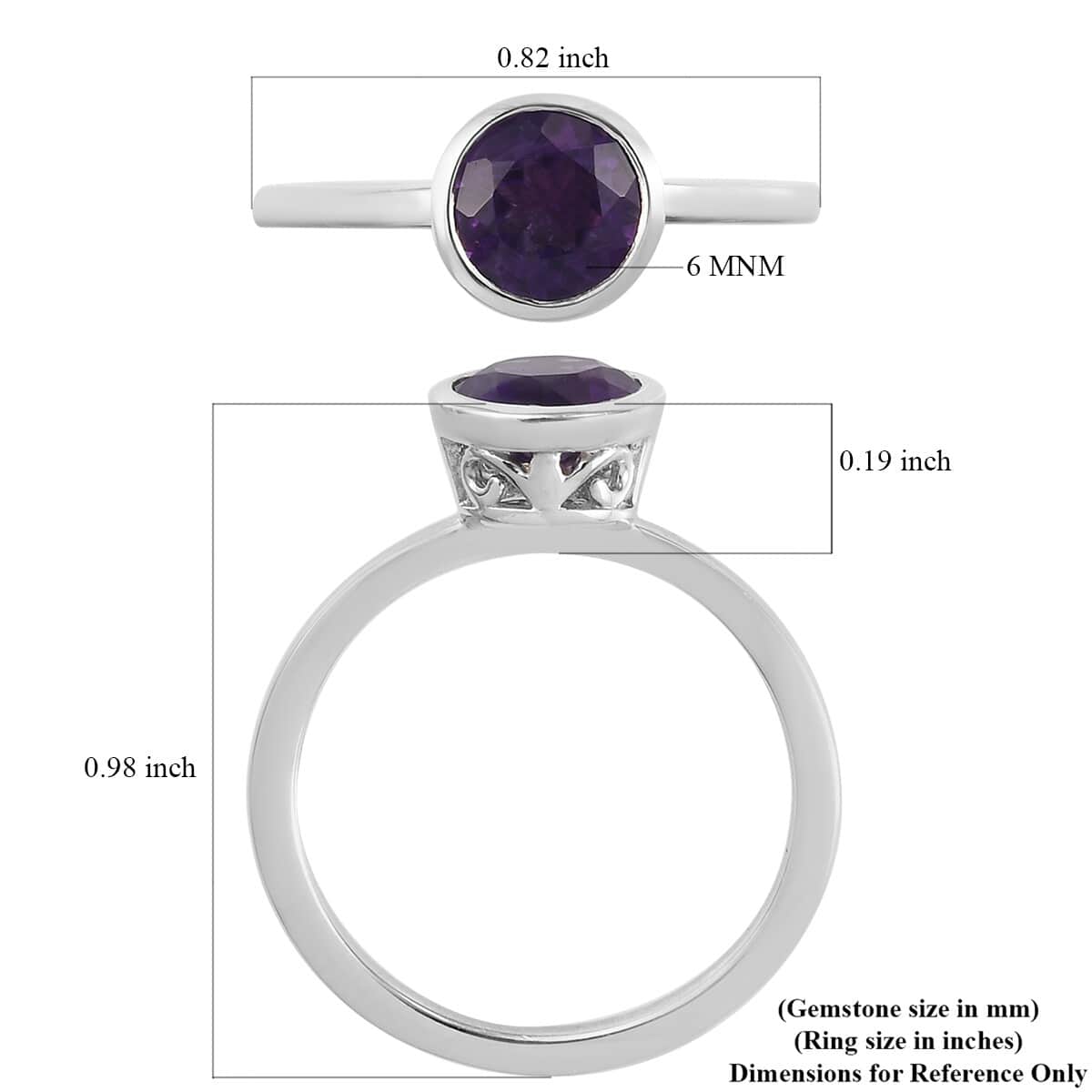 Amethyst Solitaire Ring in Platinum Over Sterling Silver (Size 10.0) 0.75 ctw image number 5