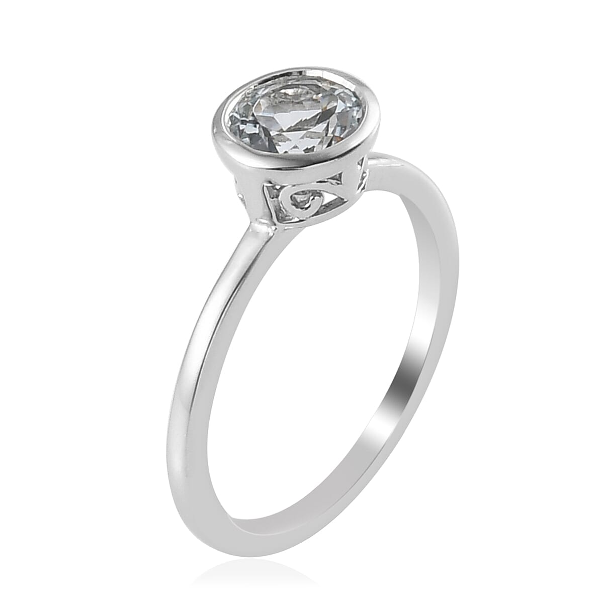 Espirito Santo Aquamarine Solitaire Ring in Platinum Over Sterling Silver (Size 6.0) 0.75 ctw image number 3