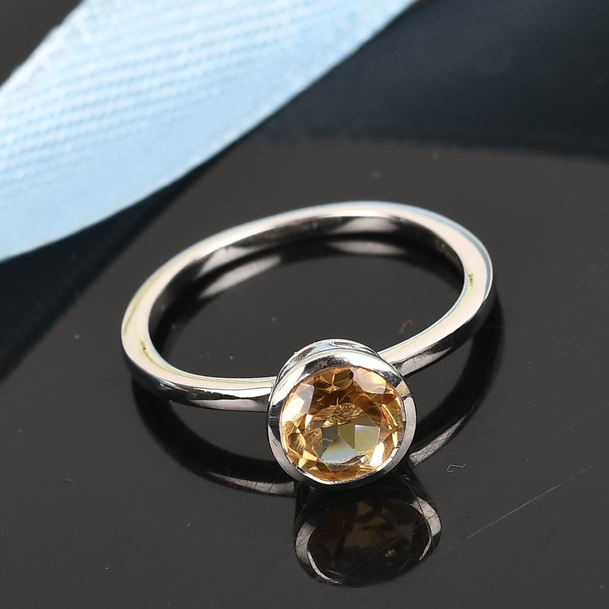 Brazilian Citrine Solitaire Ring in Platinum Over Sterling Silver (Size 10.0) 0.75 ctw image number 1