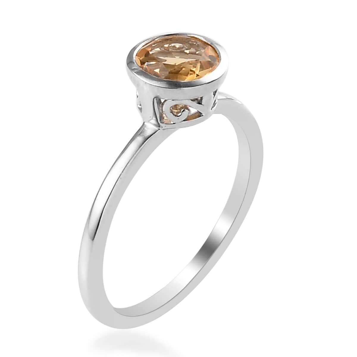 Brazilian Citrine Solitaire Ring in Platinum Over Sterling Silver (Size 10.0) 0.75 ctw image number 3