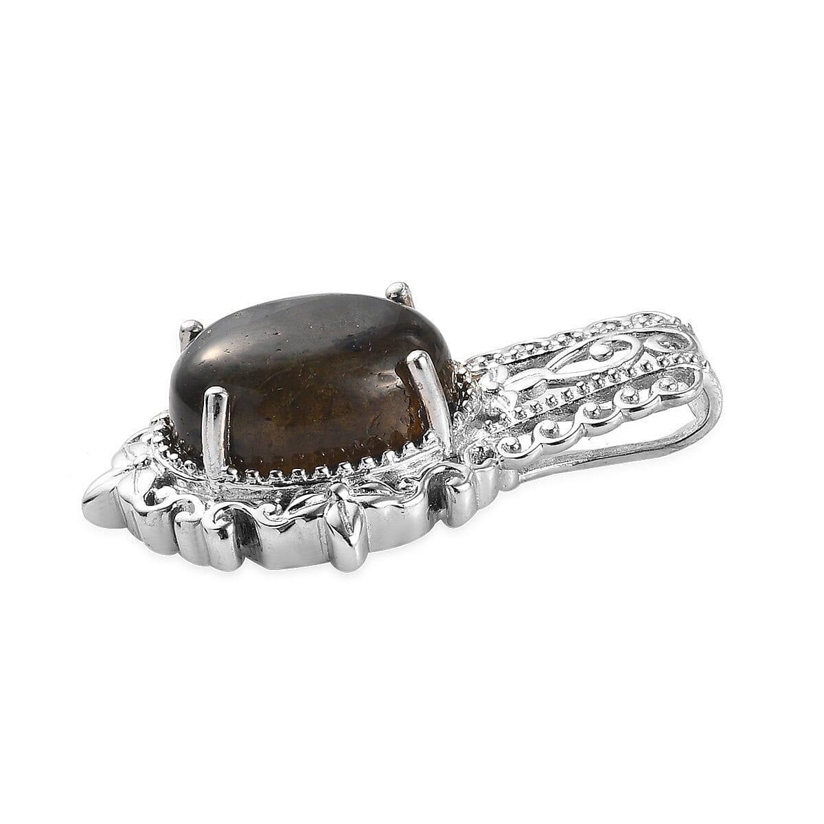 Malagasy Labradorite Solitaire Pendant in Platinum Over Copper with Magnet 7.00 ctw